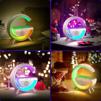 4 In 1 G-Lamp Wireless Charger Night Light Lamp Bluetooth Speaker Alarm Clock 15W Fast Charger