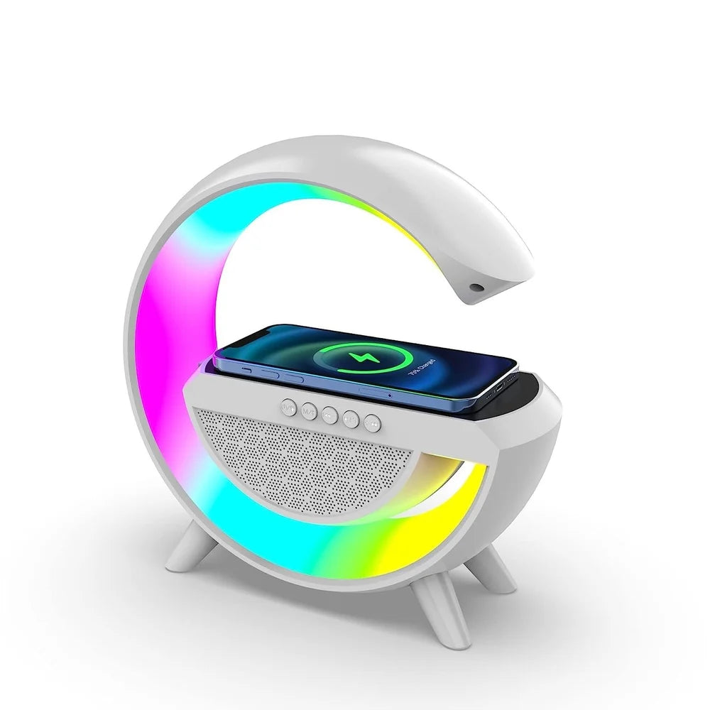 4 In 1 G-Lamp Wireless Charger Night Light Lamp Bluetooth Speaker Alarm Clock 15W Fast Charger