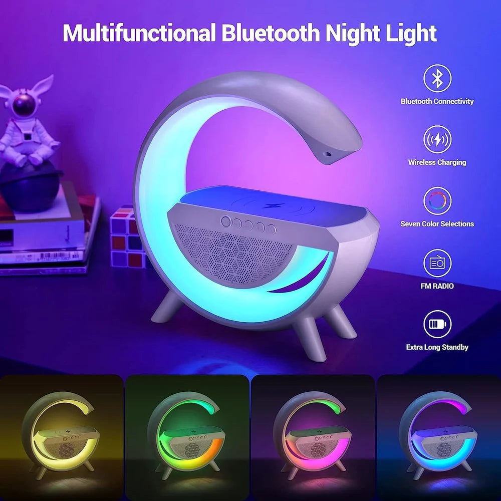 4 In 1 G-Lamp Wireless Charger Night Light Lamp Bluetooth Speaker Alarm Clock 15W Fast Charger