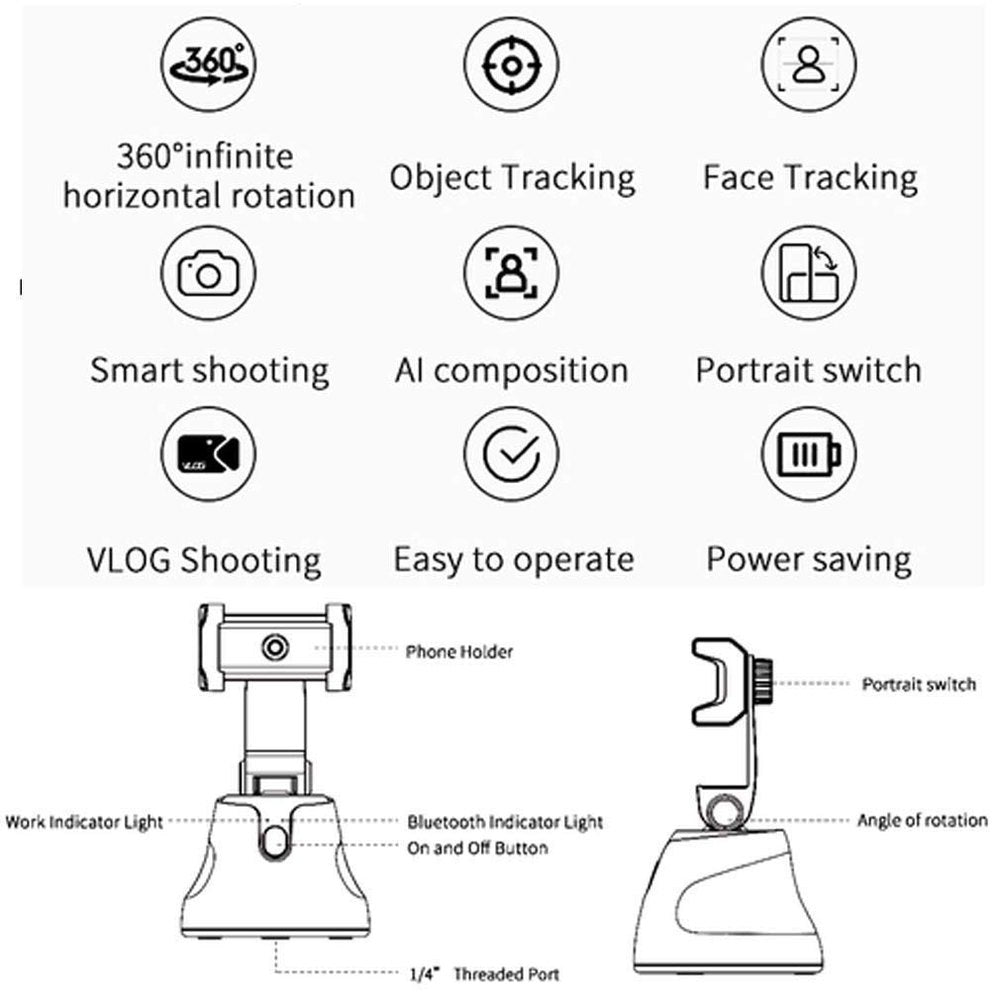 Auto face tracking 360 rotation camera