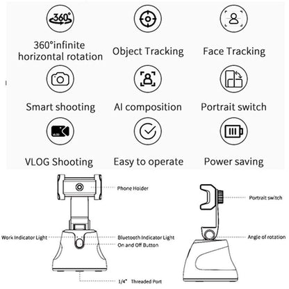 Auto face tracking 360 rotation camera